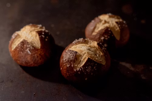 Warm sourdough pretzel bites with coarse salt
