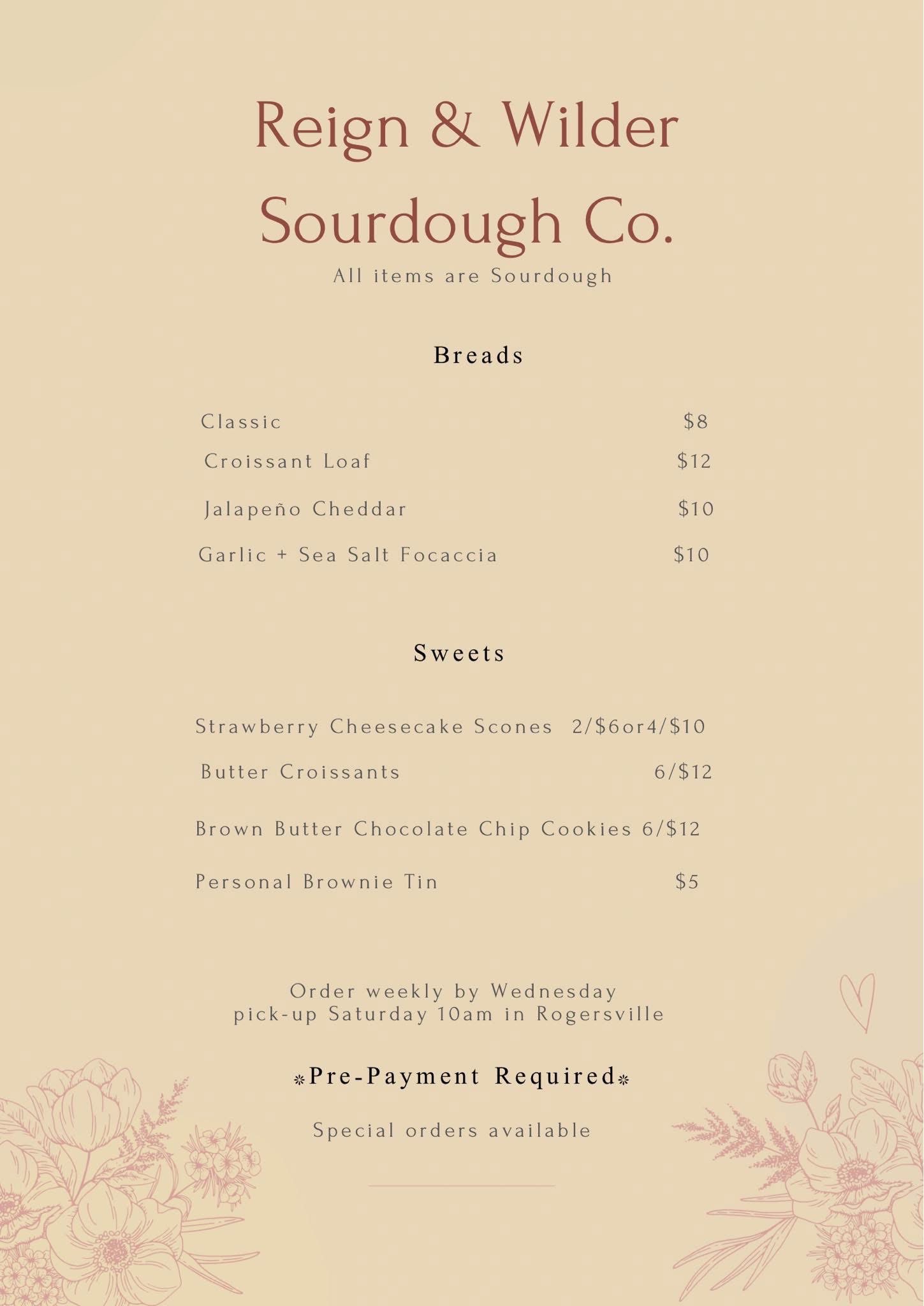 Older Reign and Wilder market menu display