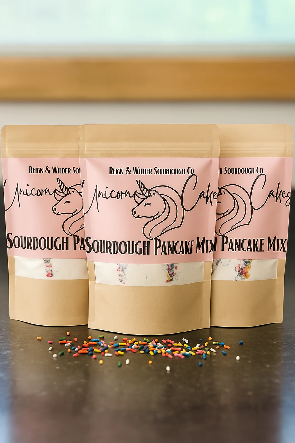 Unicorn sprinkle pancake mix