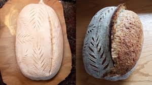 Scored loaf with expanded crust